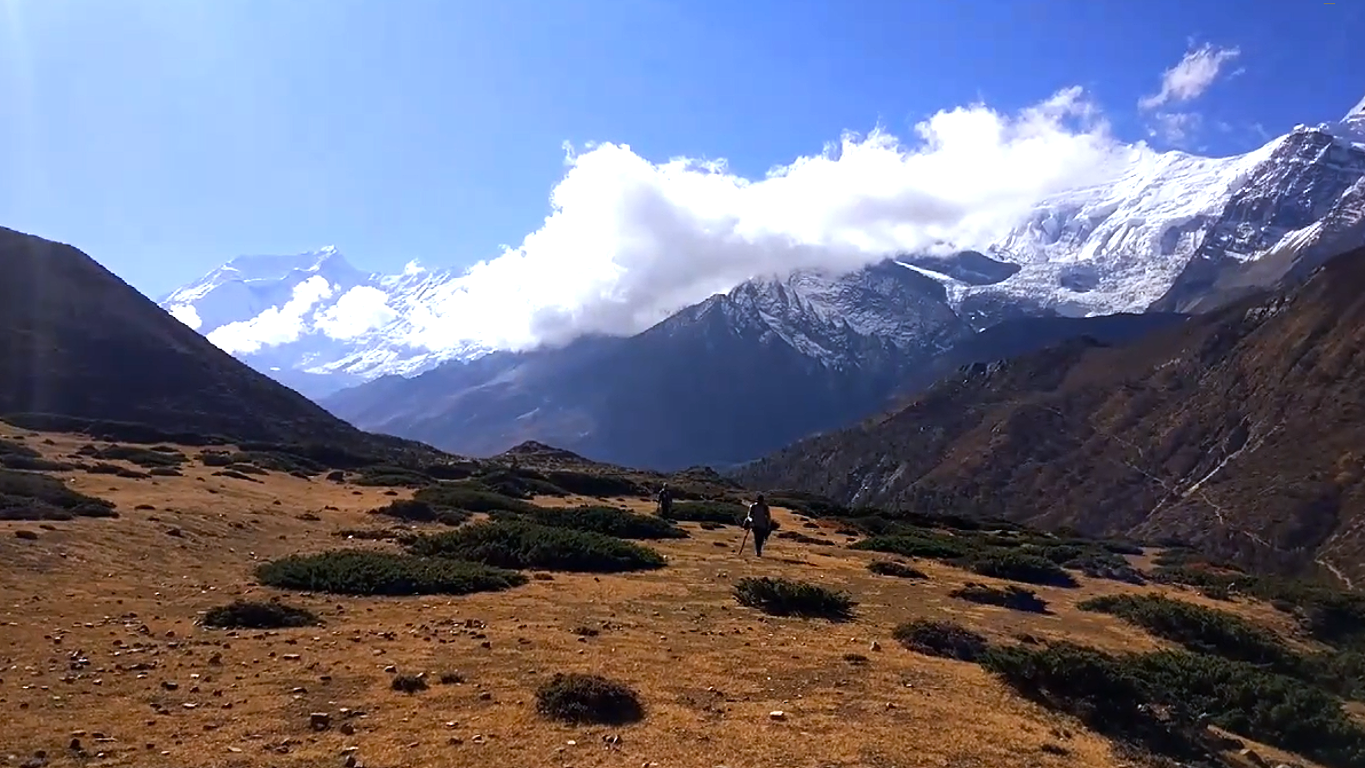 Massive cliffs and mountain rose above us while valley started to disappear beneath our feet