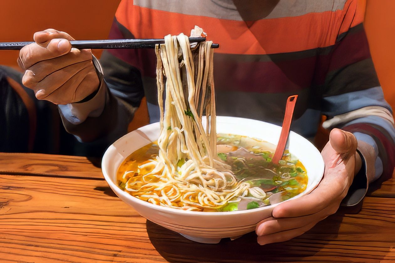 Nouilles de Lan Zhou, they handpull their noodles