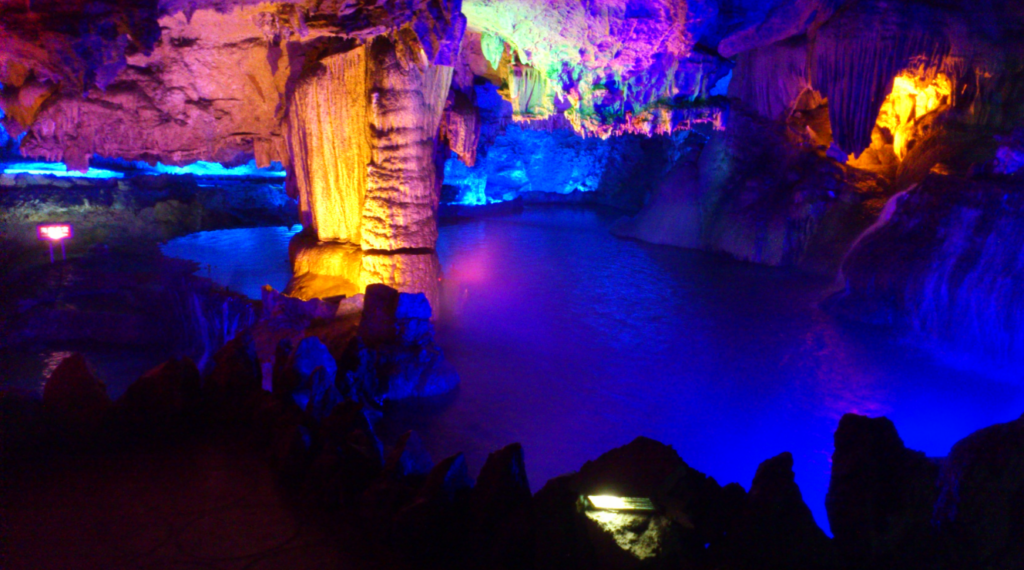 Ziyun Cave, creeks and looming moisture makes it like a fairyland