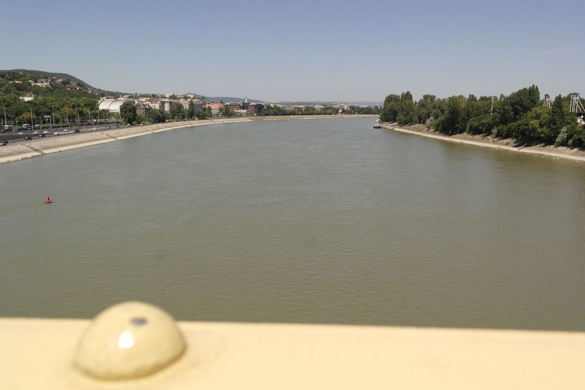 Margaret Island is the river bank on the right side of the river.