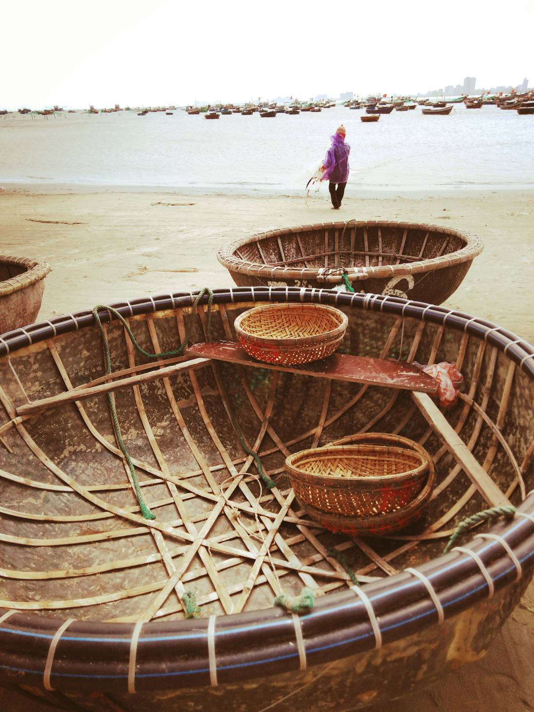The traditional Vietnamese fisherman’s boat