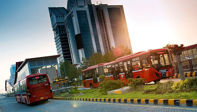 The Red Metro Bus in Blue Area,Islamabad