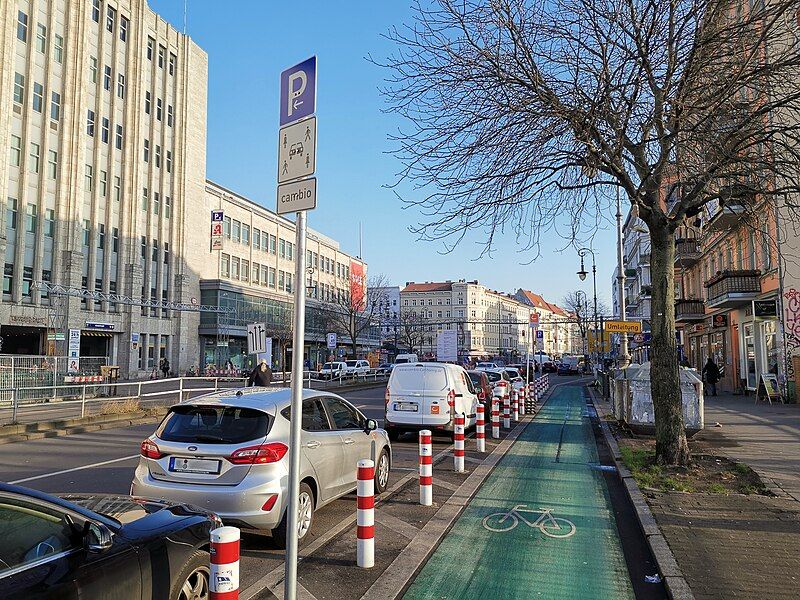 Paid parking in streets of Berlin,Germany.