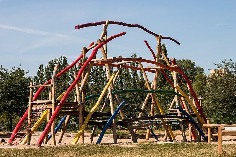 Climbing frame at the playground in the Mauerpark in Berlin.