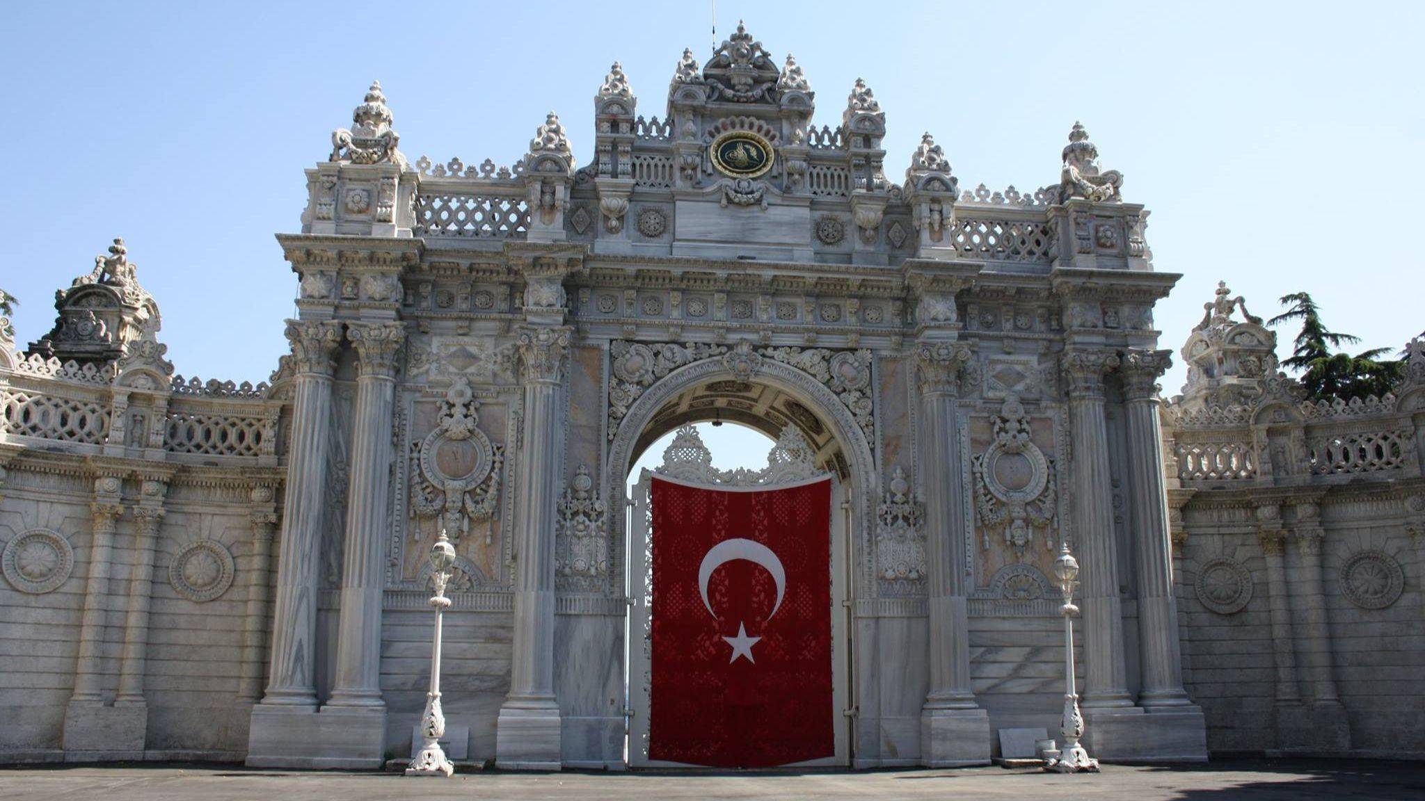 The entrance gate to Dolmabahce Palace, constructed in the 19th century and designed by the architects of Sultan Abdulmejid