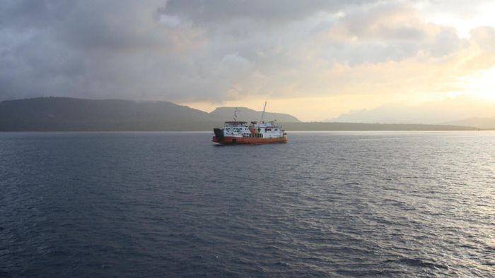 On a ferry to the Bali island