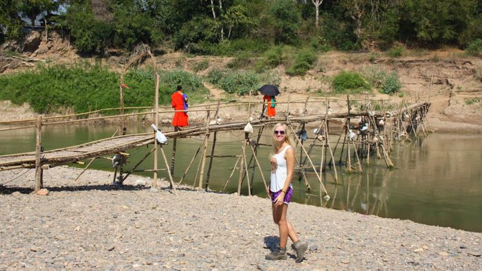 Kamile by the famous Nam Khan Bamboo Bridge