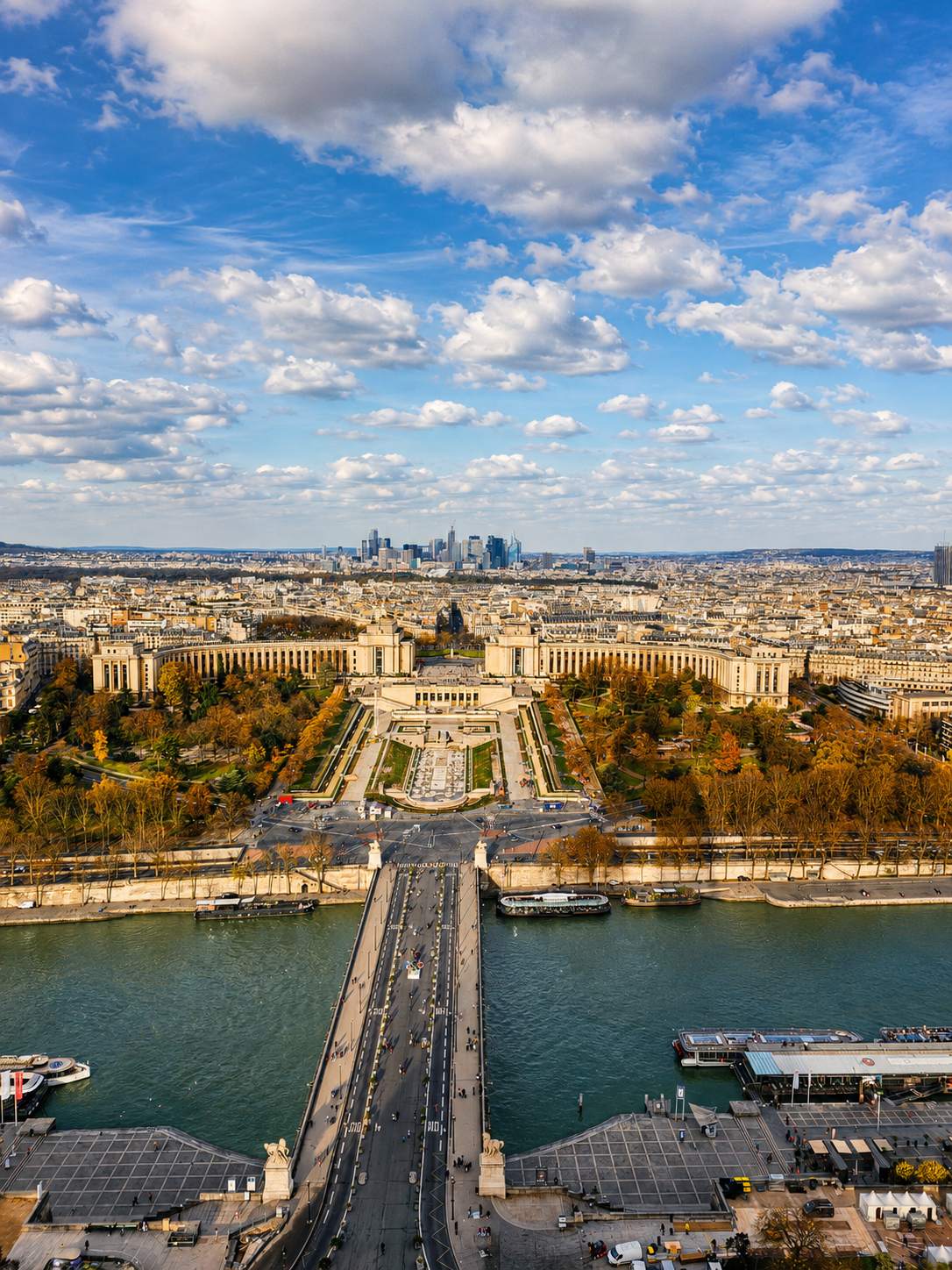 From the second floor, the Trocadéro, the Seine and the distant towers of La Défense aligned with almost theatrical precision.