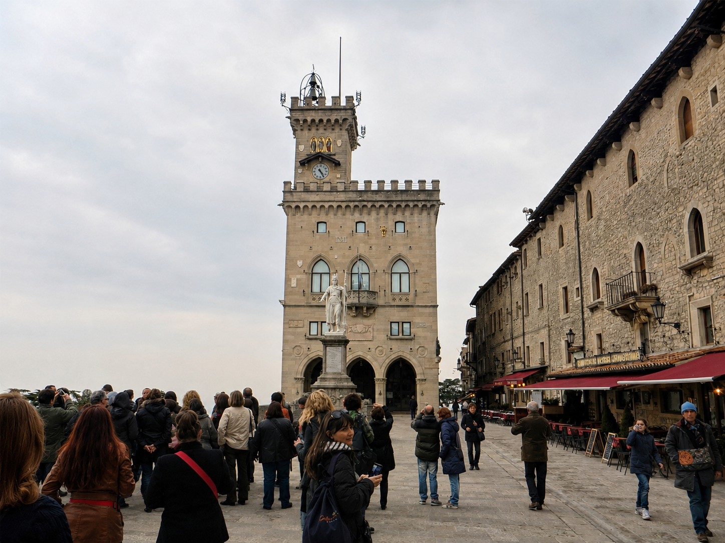 Palazzo Pubblico, where San Marino looked every bit like a sovereign republic — until the crowds and souvenir shops complicated the impression.