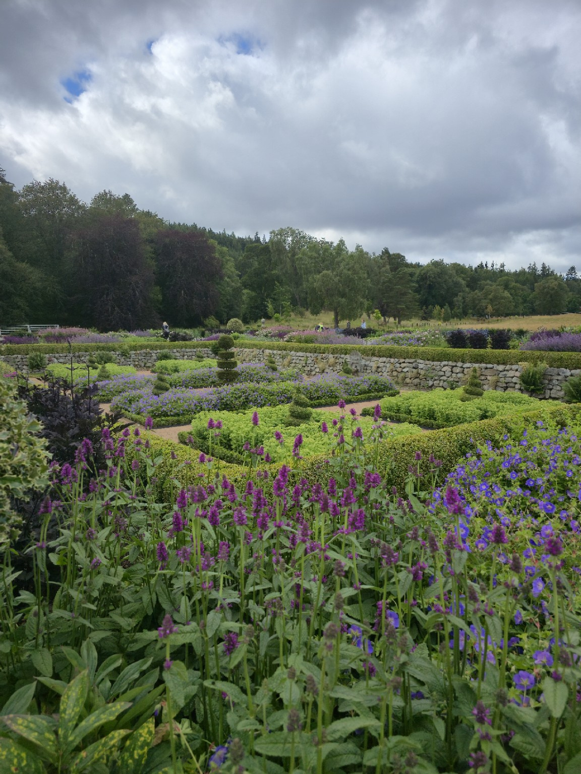 The gardens at their most colourful, with the granite walls preventing the planting from becoming overly sweet.