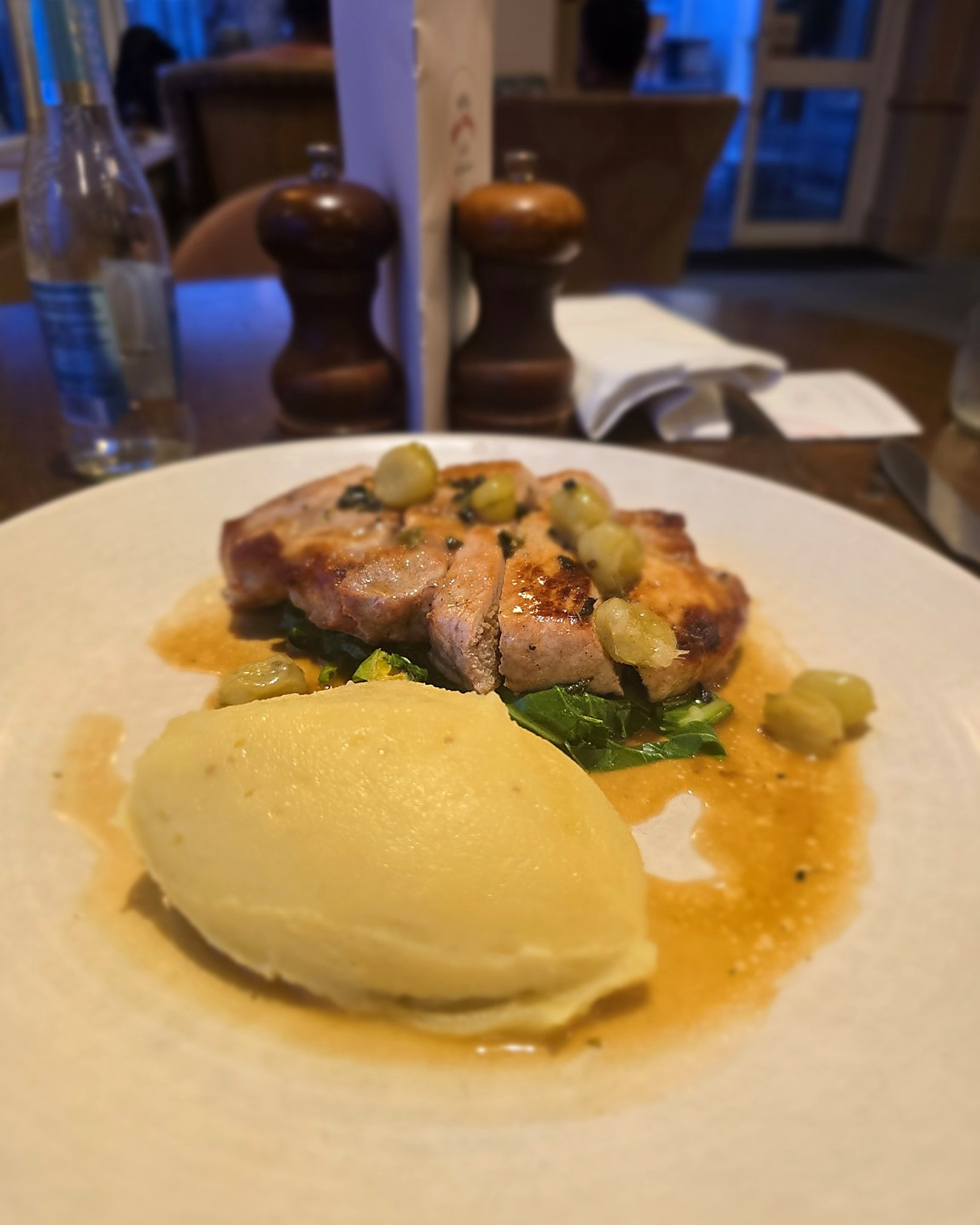 Pork loin with gooseberries, mash and jus—the kitchen remained the strongest part of the hotel’s performance.