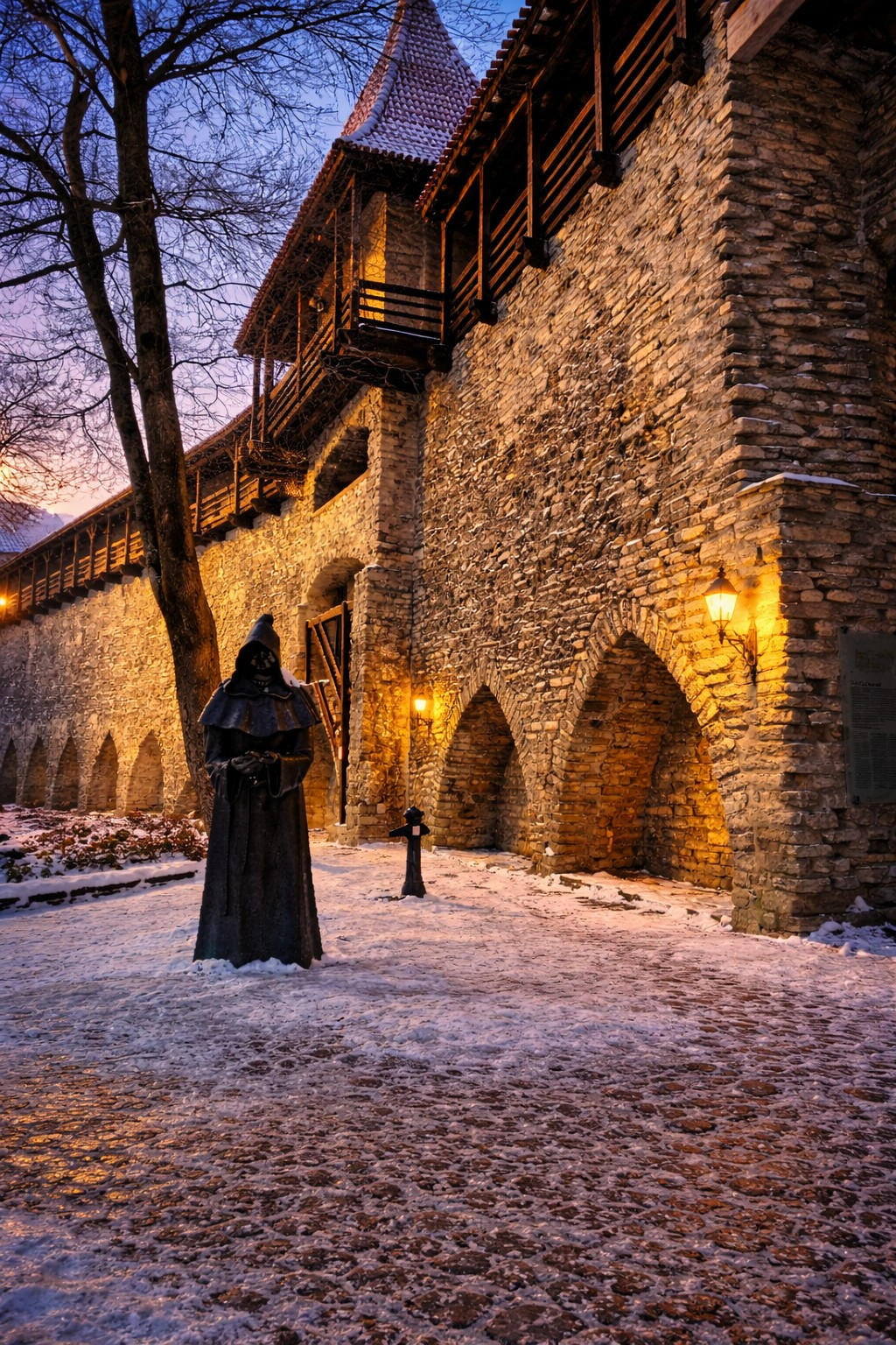 Tallinn’s medieval walls, edited to reflect how that minus-eighteen morning actually felt.