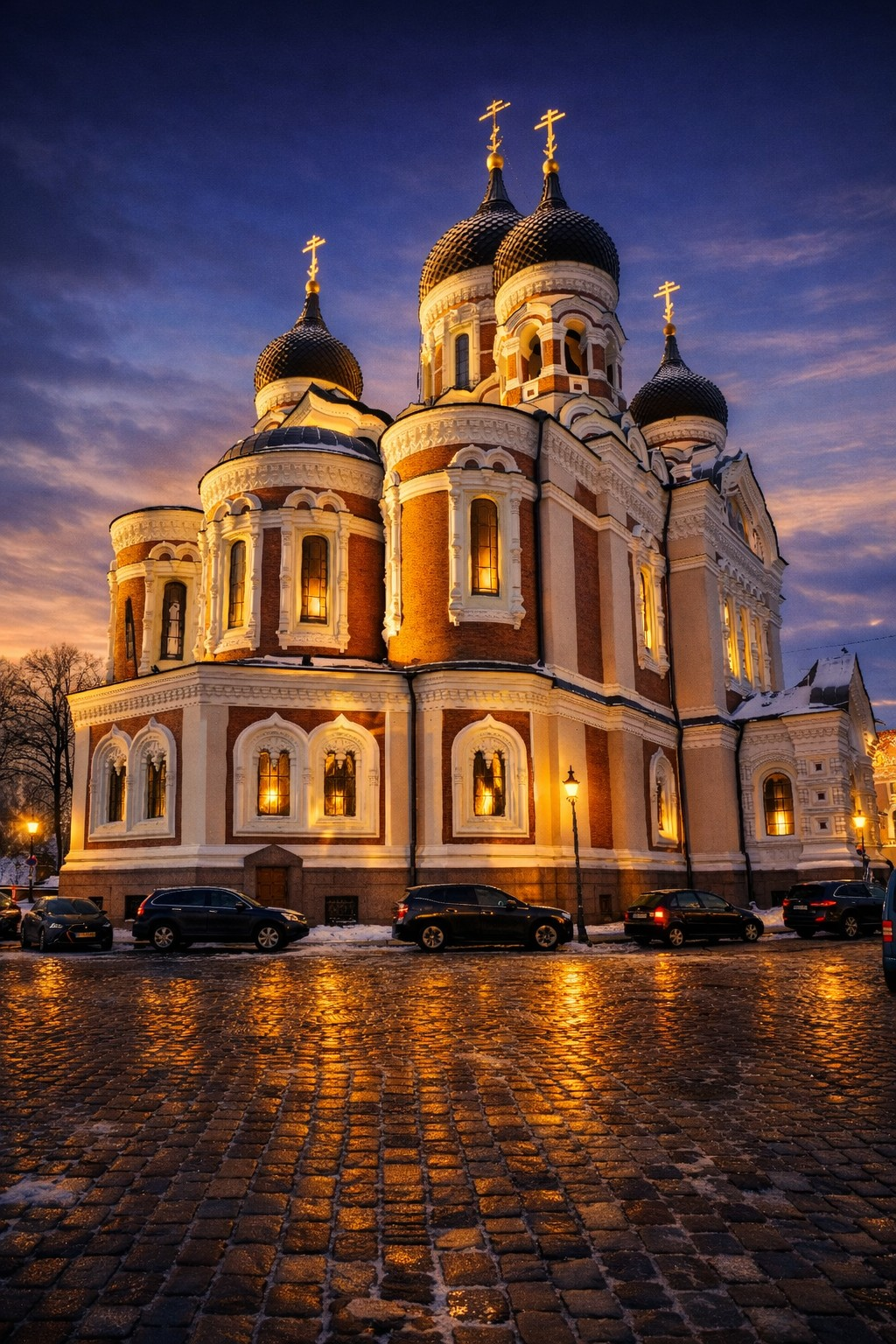Alexander Nevsky Cathedral reimagined as that frozen morning felt: theatrical, luminous and slightly unreal.