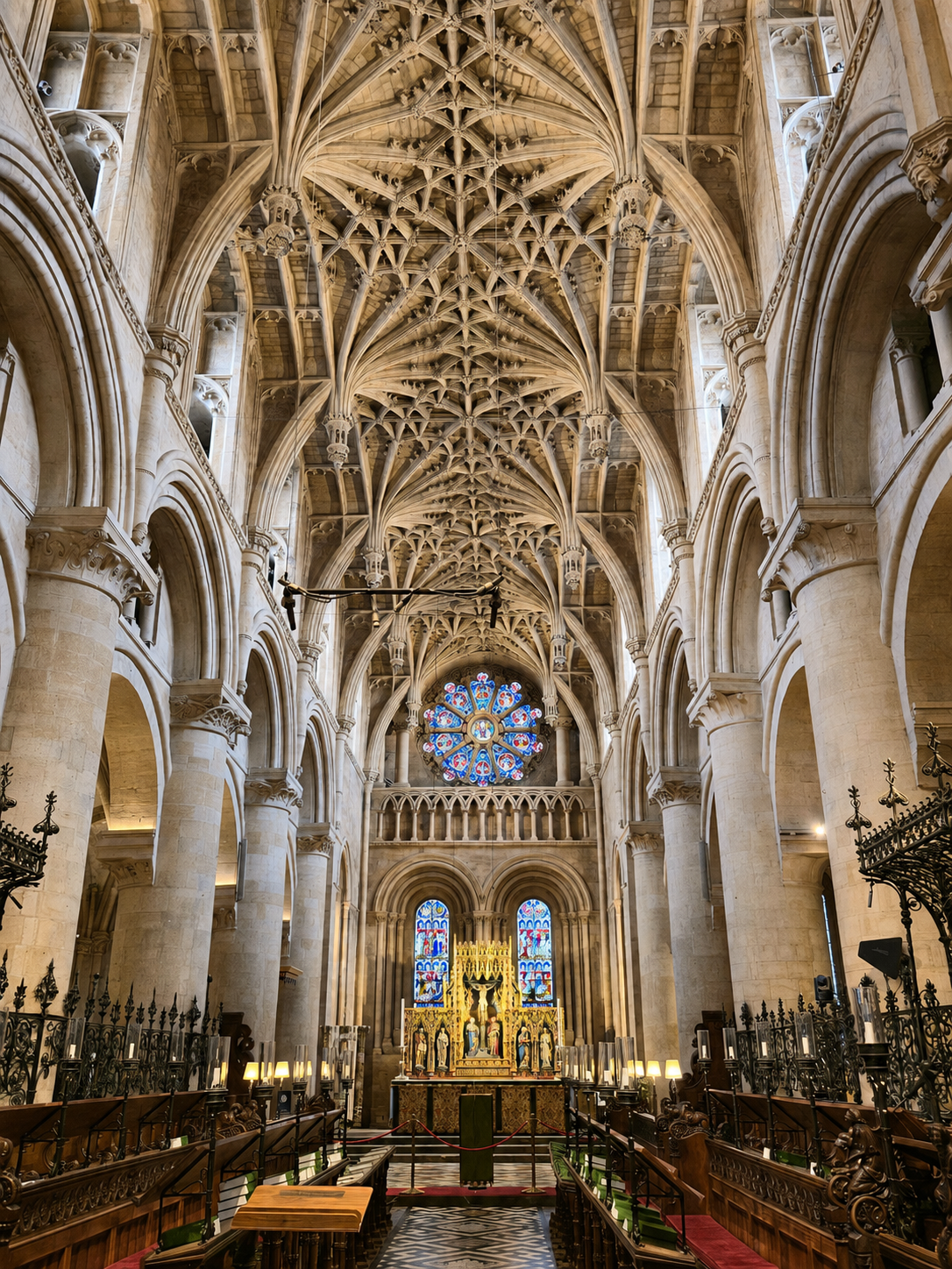 Christ Church Cathedral in full architectural performance: medieval stone, stained glass and a ceiling determined to compete with the choir.