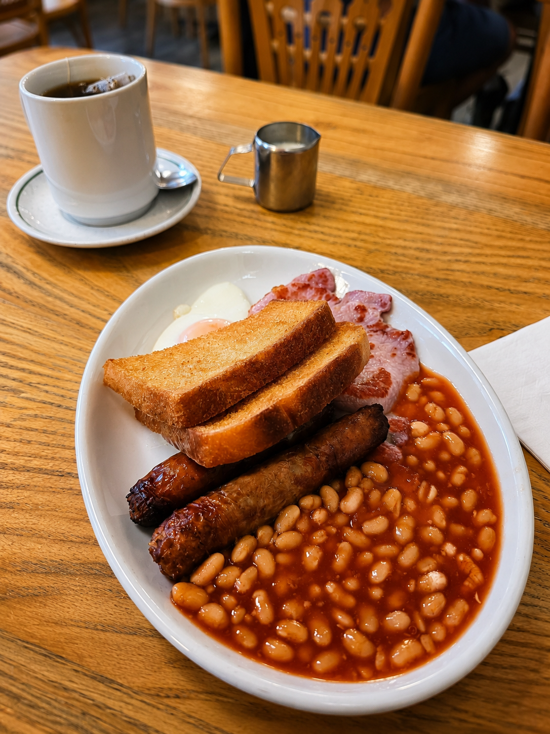 A competent full English at Browns, though the regulars greeting one another across the room were more memorable than the breakfast.