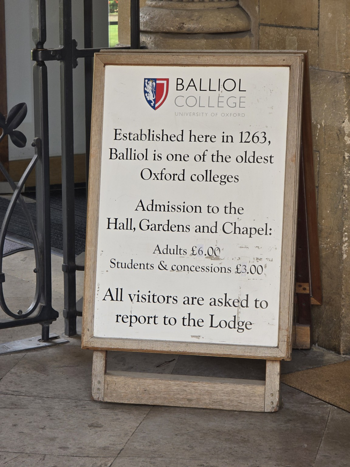 Balliol College: a perfectly civilised entrance to what our Trinity guide treated as enemy territory.
