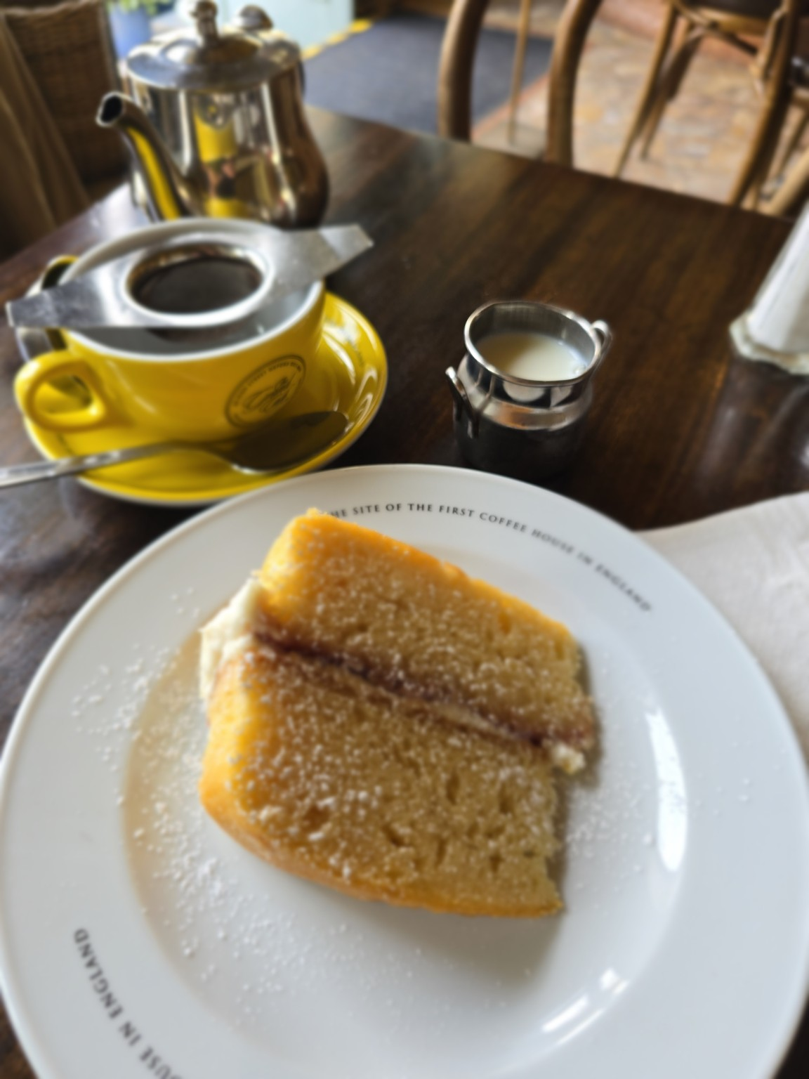 Victoria sponge at the Grand Café: a simple British test of baker, oven and one very ambitious café name.