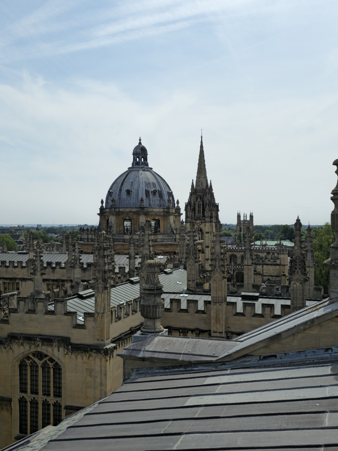 From the Sheldonian cupola, Oxford finally appeared as a single academic landscape rather than a sequence of famous buildings.