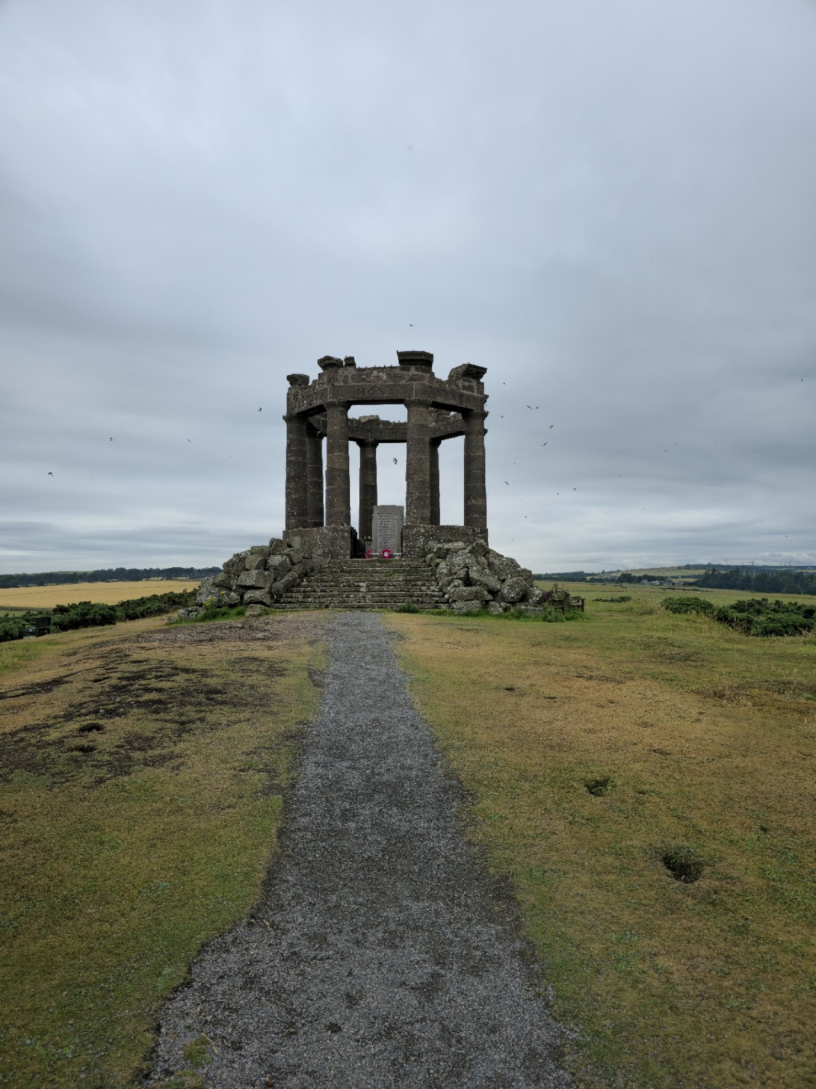 Stonehaven War Memorial: a deliberately unfinished temple, reached by a path that could hardly have composed itself better.