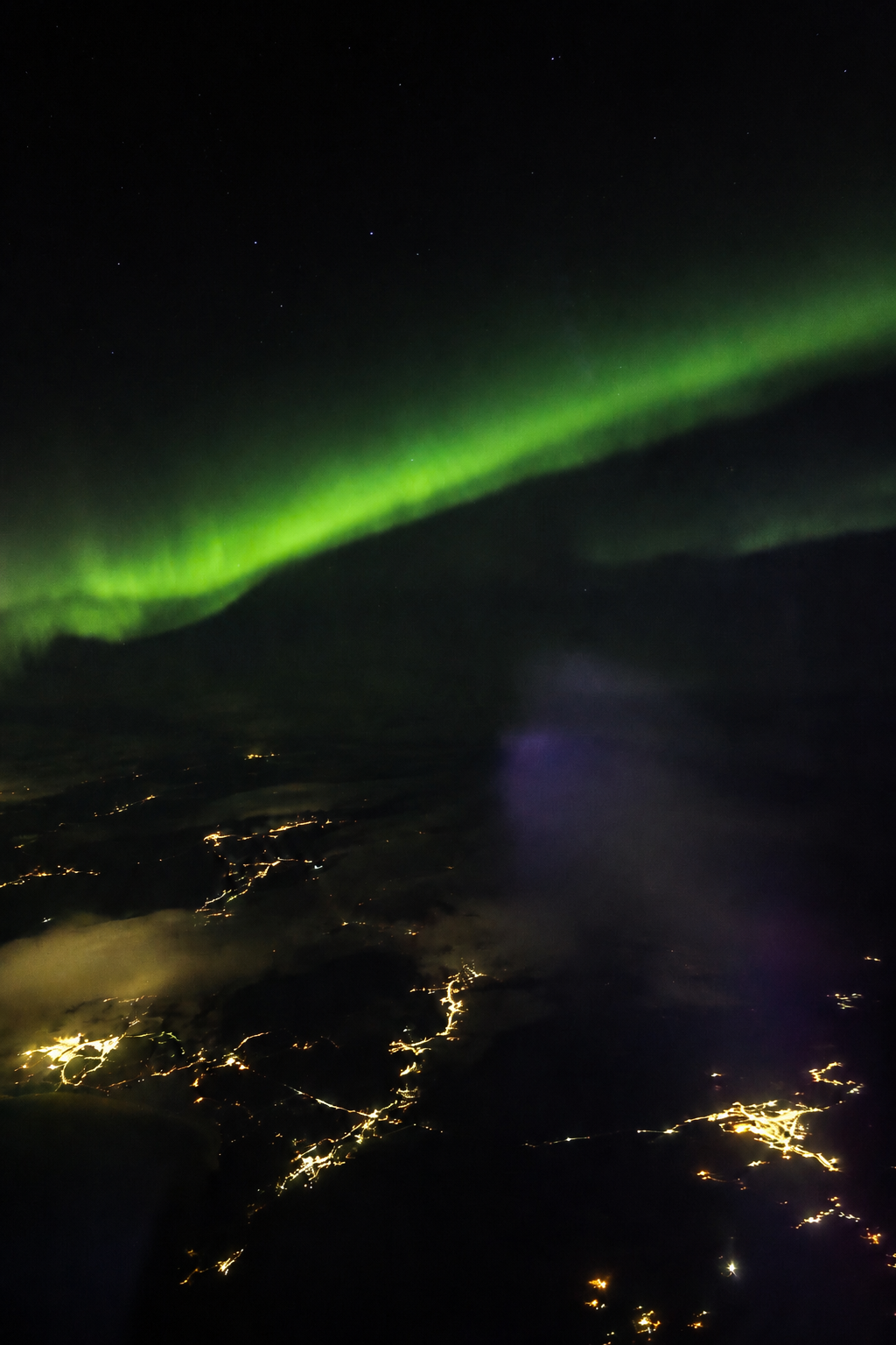 The only aurora of the trip arrived through a Ryanair window.