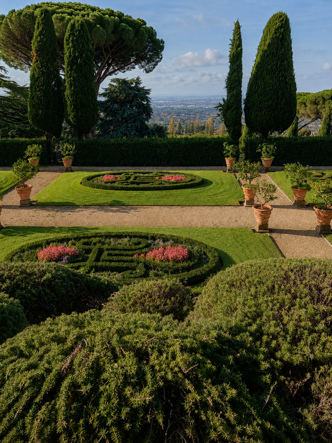 Formal planting on a scale that only became clear during the long drive.