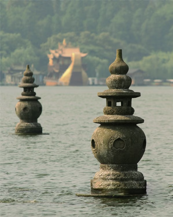 The stone lanterns of Three Pools Mirroring the Moon. Apparently, the Hangzhou heat had got to me by this point — I managed to visit them and forget to take the obvious photograph. Photo: Anthony Tuttle, Pexels