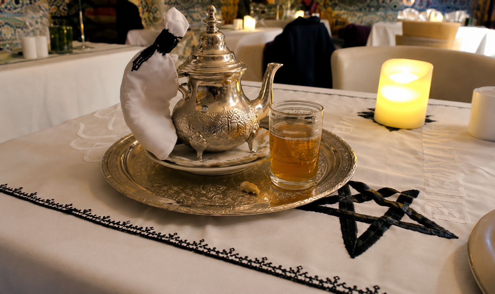 Moroccan mint tea at the Marriott — the couscous may not have convinced me, but the ritual of tea certainly did.