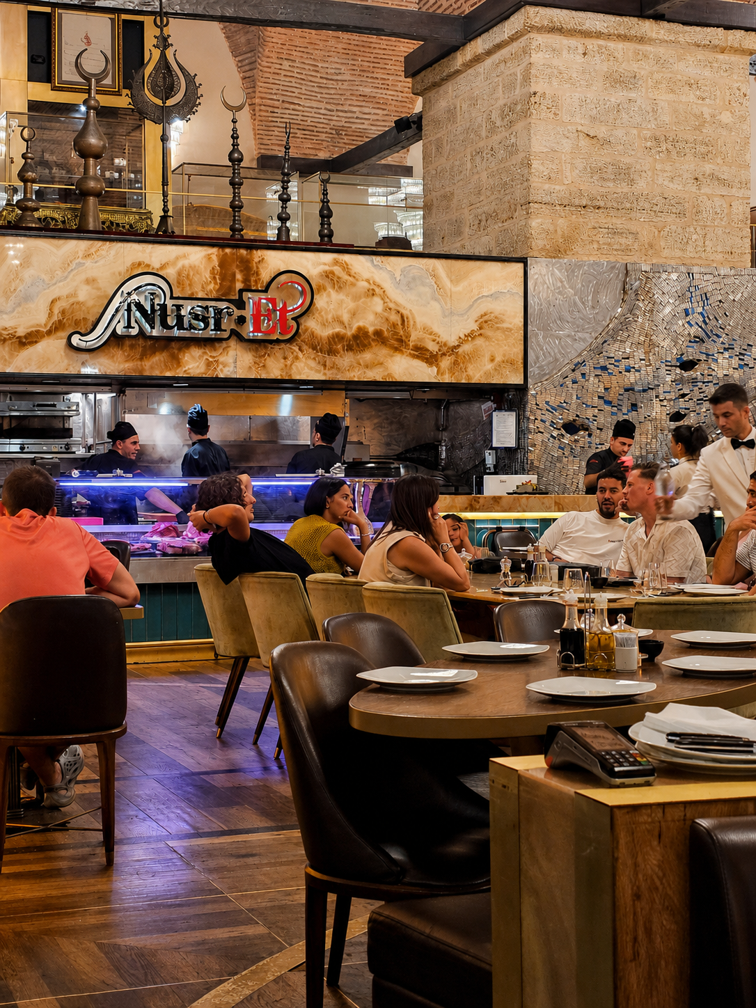 Nusr-Et at the Grand Bazaar — less a quiet steak dinner than a carefully staged piece of restaurant theatre.