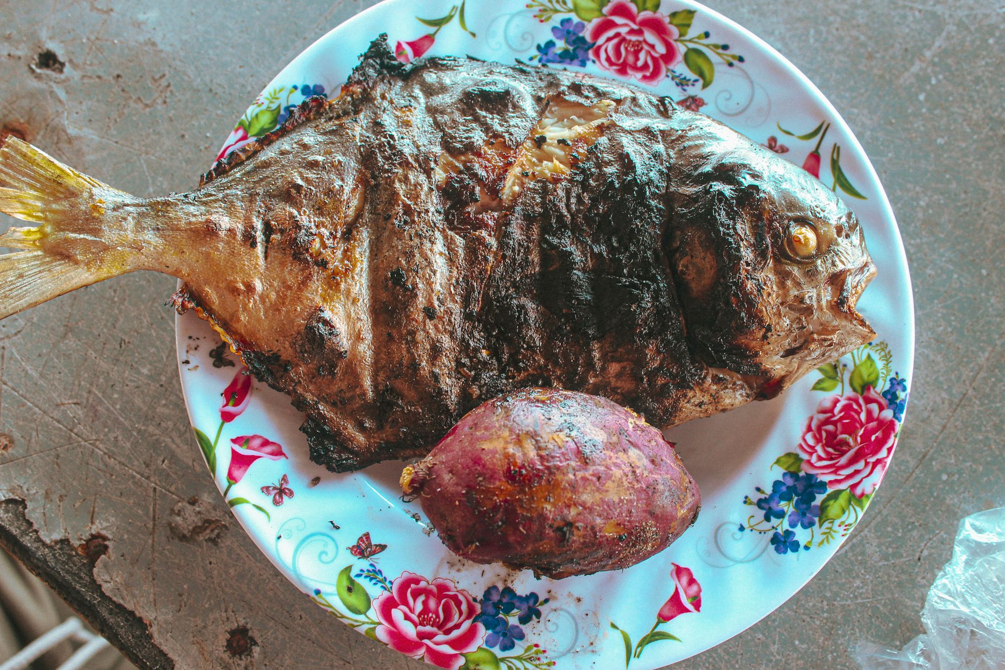 Grilled Pampano and Sweet Potato