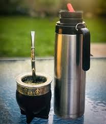 Mate cup for sipping and the hot water thermos