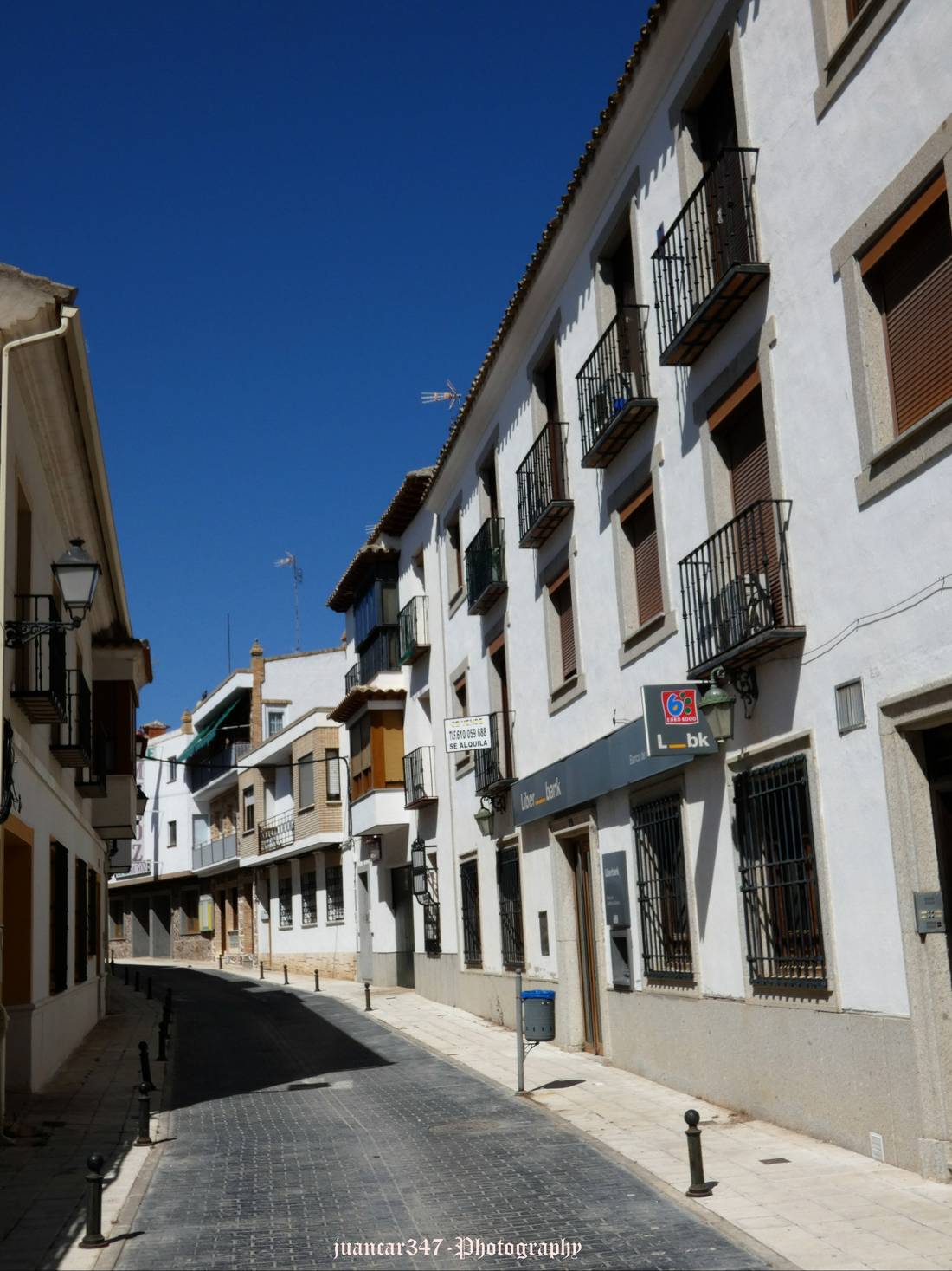 Narrow streets with white facades