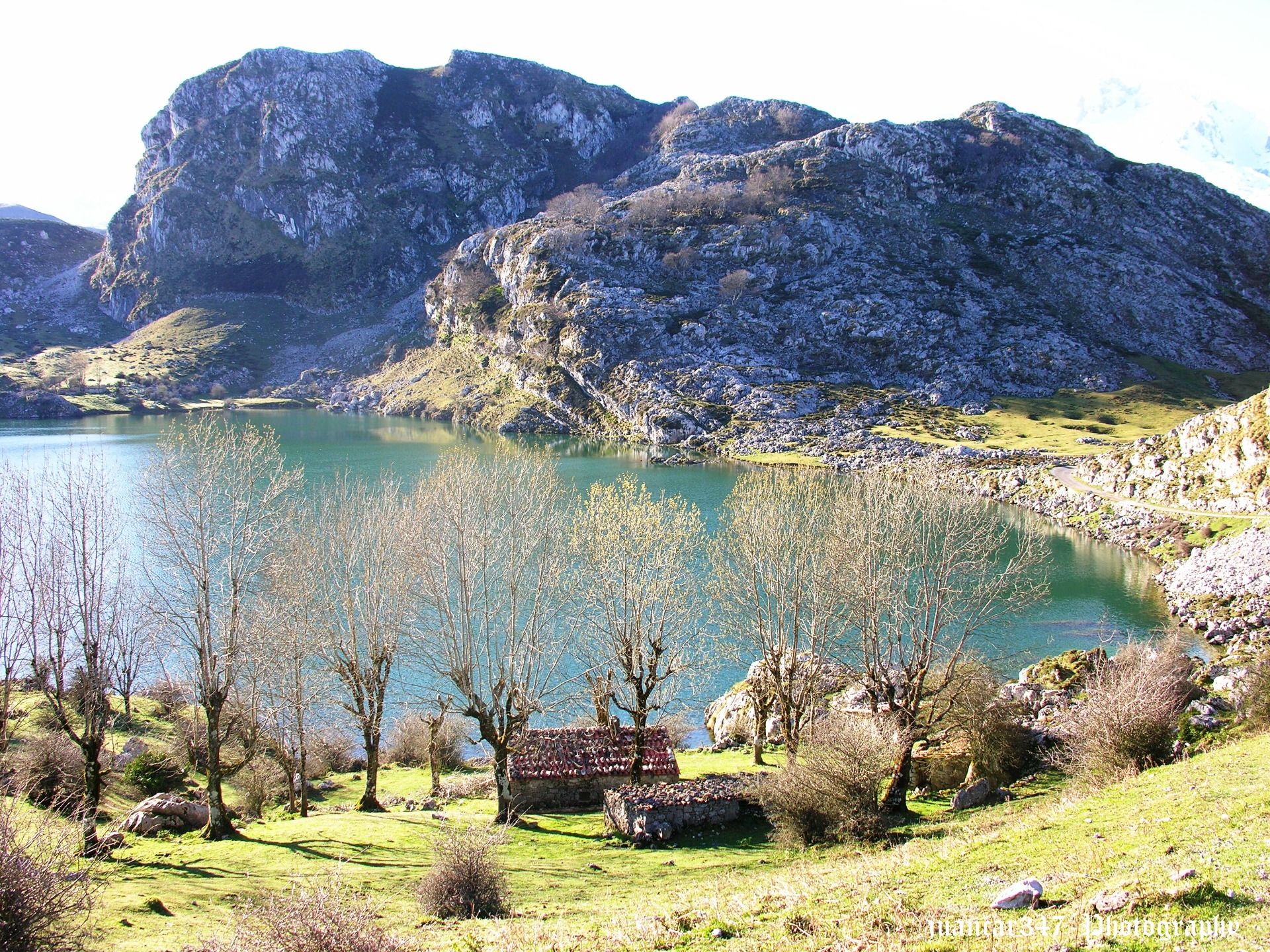 Picos de Europa: panoramic view of Lake Enol