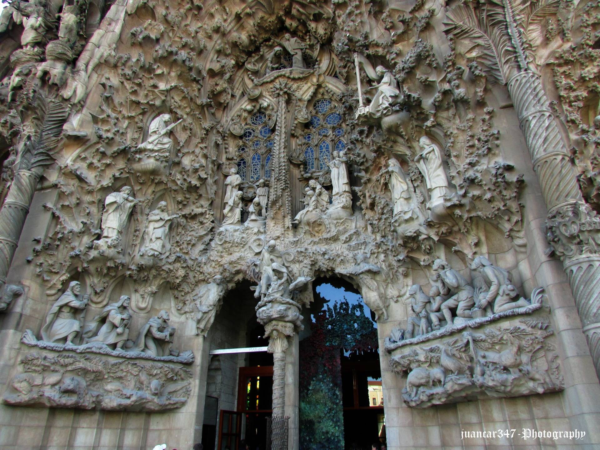 View of the main portal of the Sagrada Familia