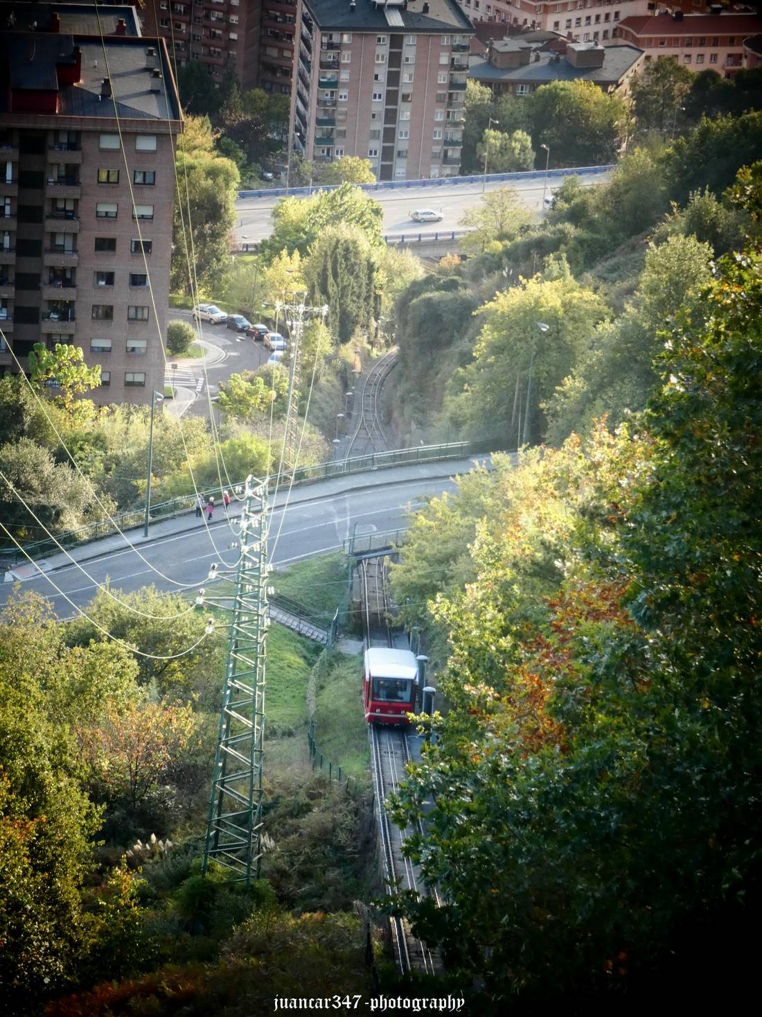 Ascent of the funicular to the top of Mount Artxanda