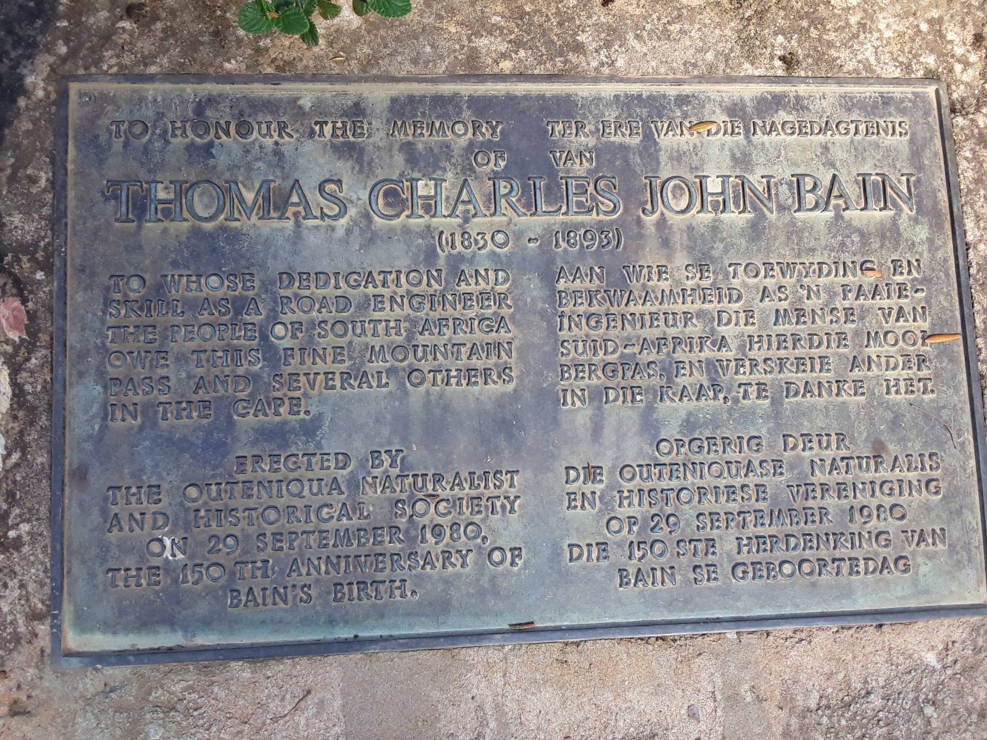 A plaque commemorating the road engineer