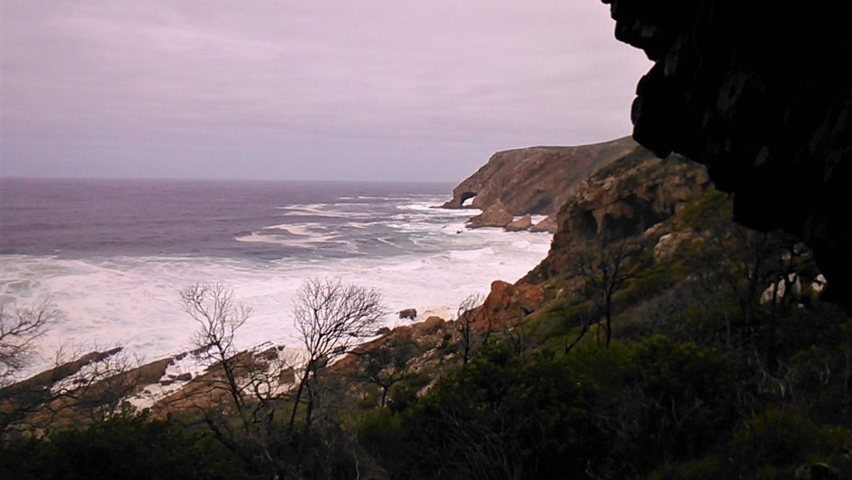 A brooding grey view on an overcast day from the hermit’s cave