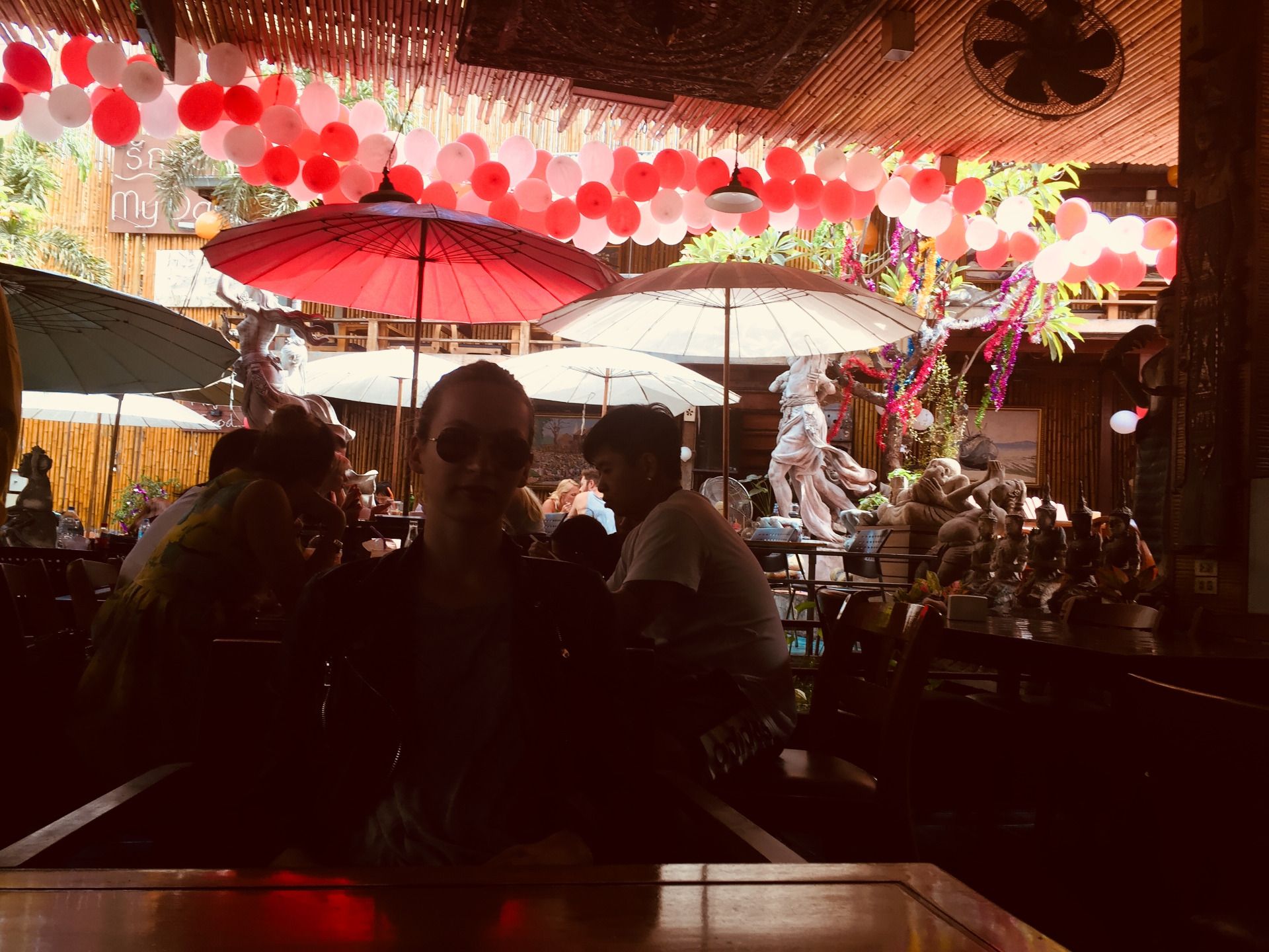 Me in the restaurant My Darling - great balloons and figures in the background (unfortunately the picture has become a bit dark)