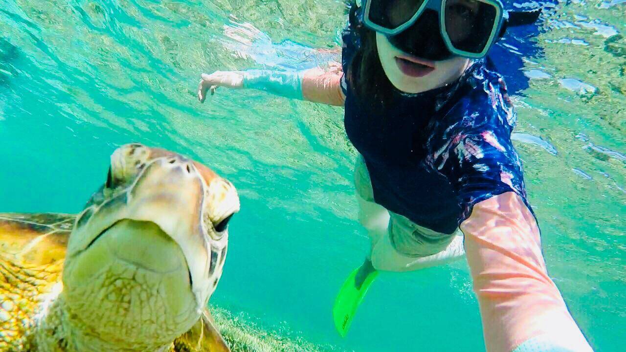 My sister with a turtle- nice selfie ;)