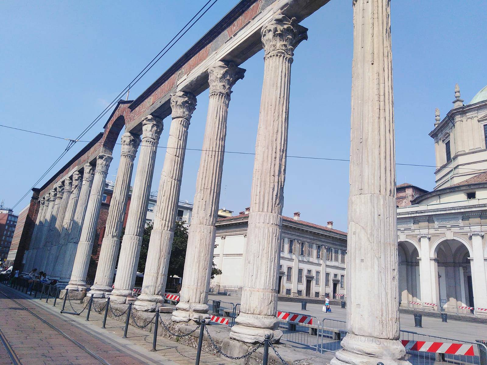 roman columns from the 3rd century in milan