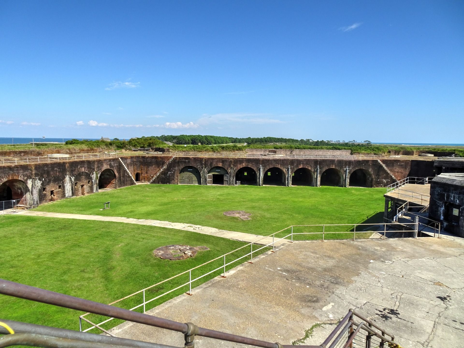 At the top of the walls