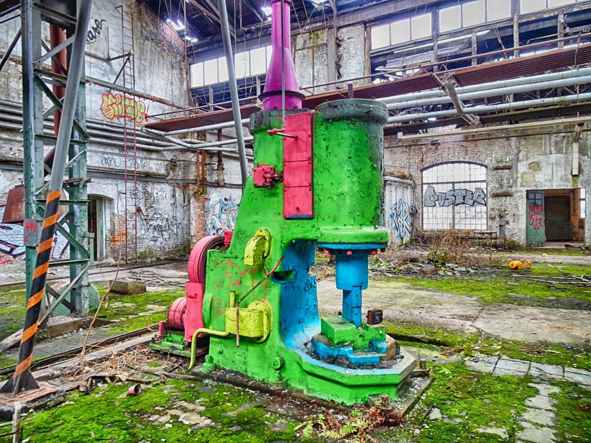 Artists are painting the machines years after the death of the plant