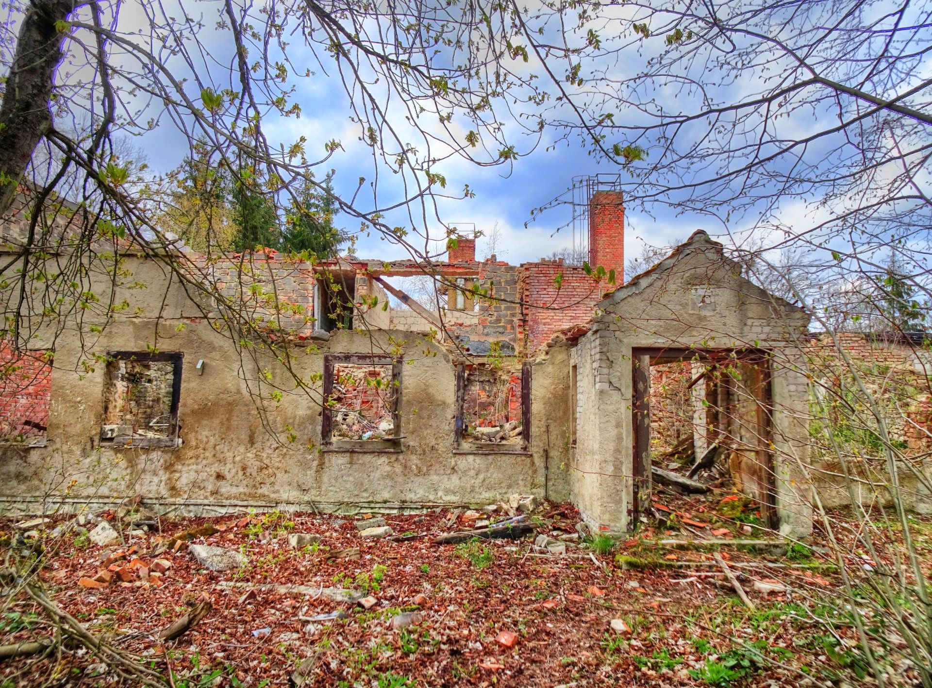 A fire destroyed some of the buildings.