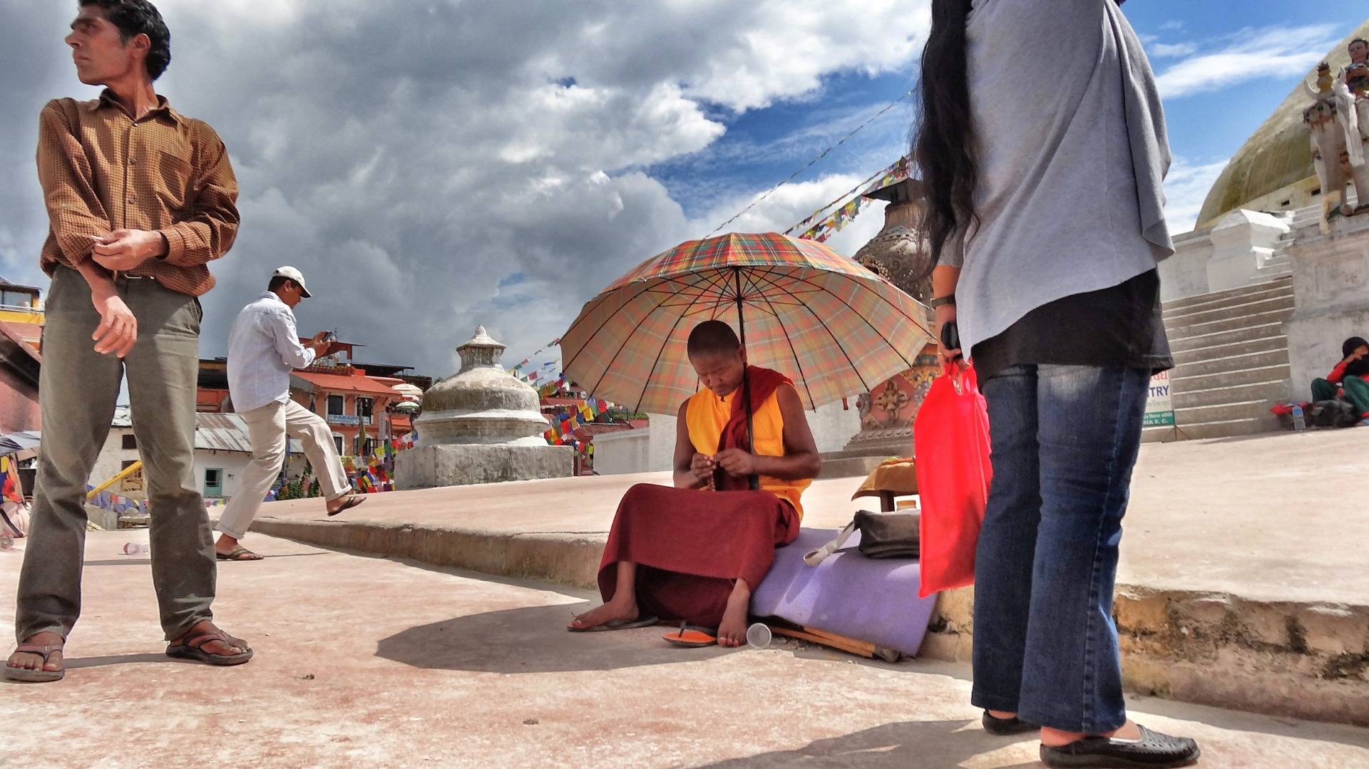 A monk on the stupa