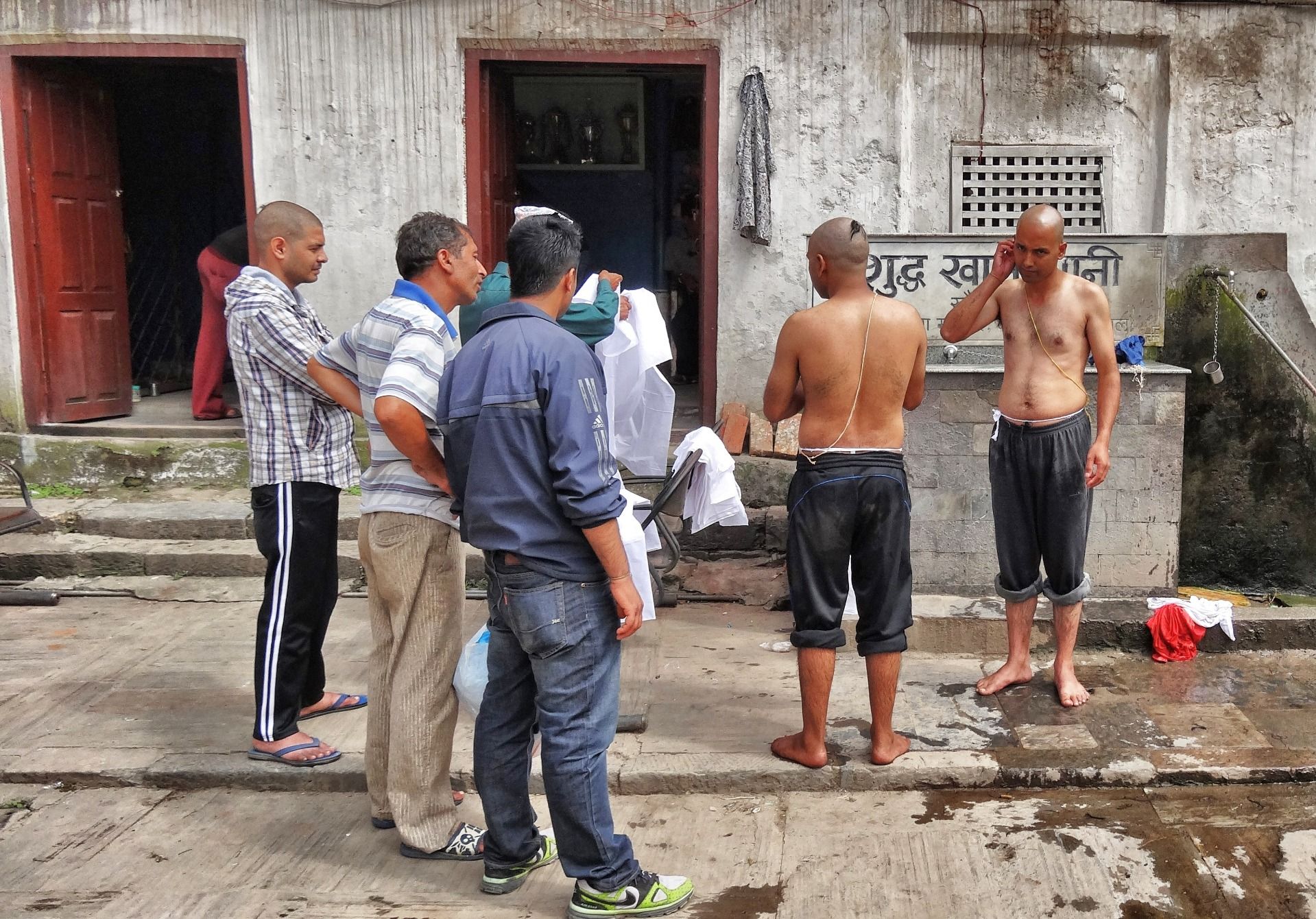 Washing with holy water.