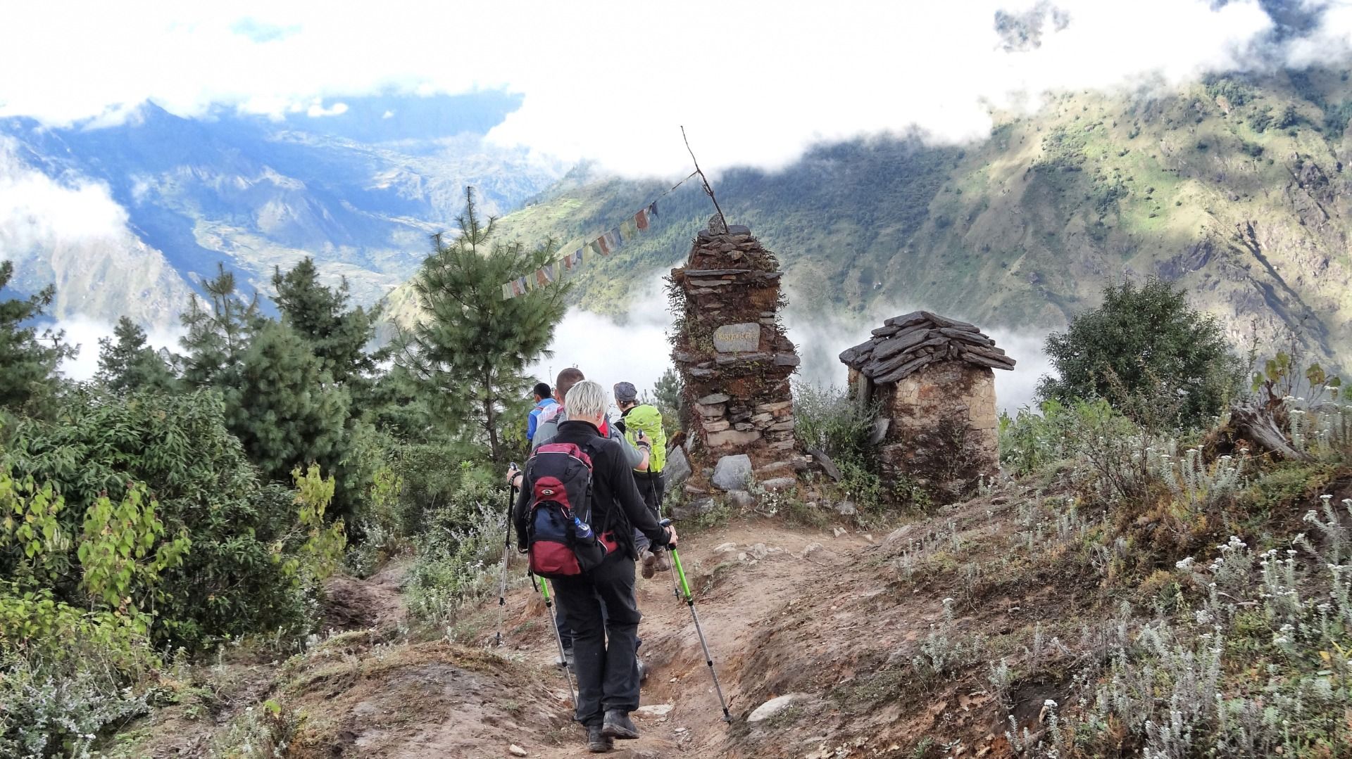 Downhill into the clouds.