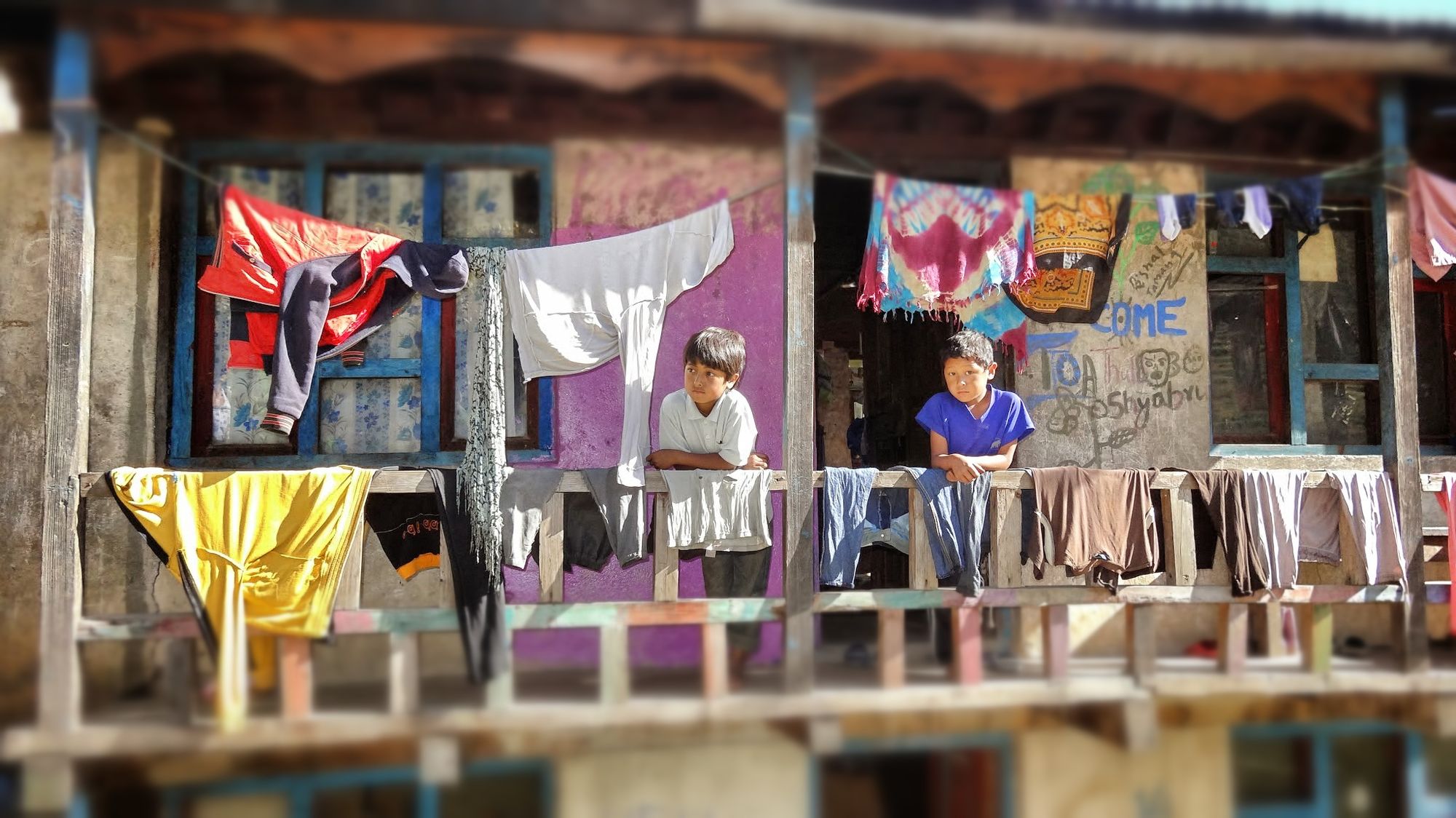 Old, but colorful, with boys from the hood.