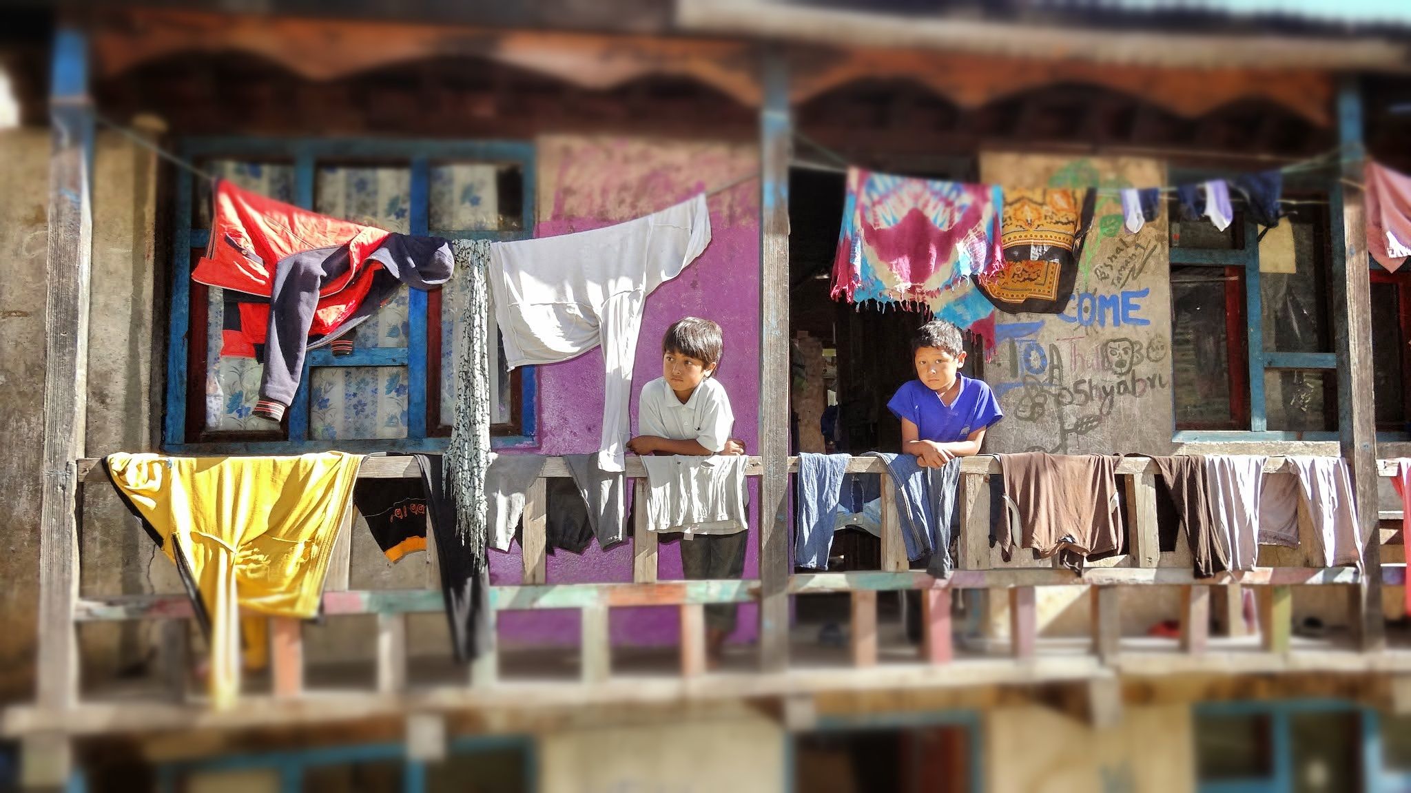 Old, but colorful, with boys from the hood.