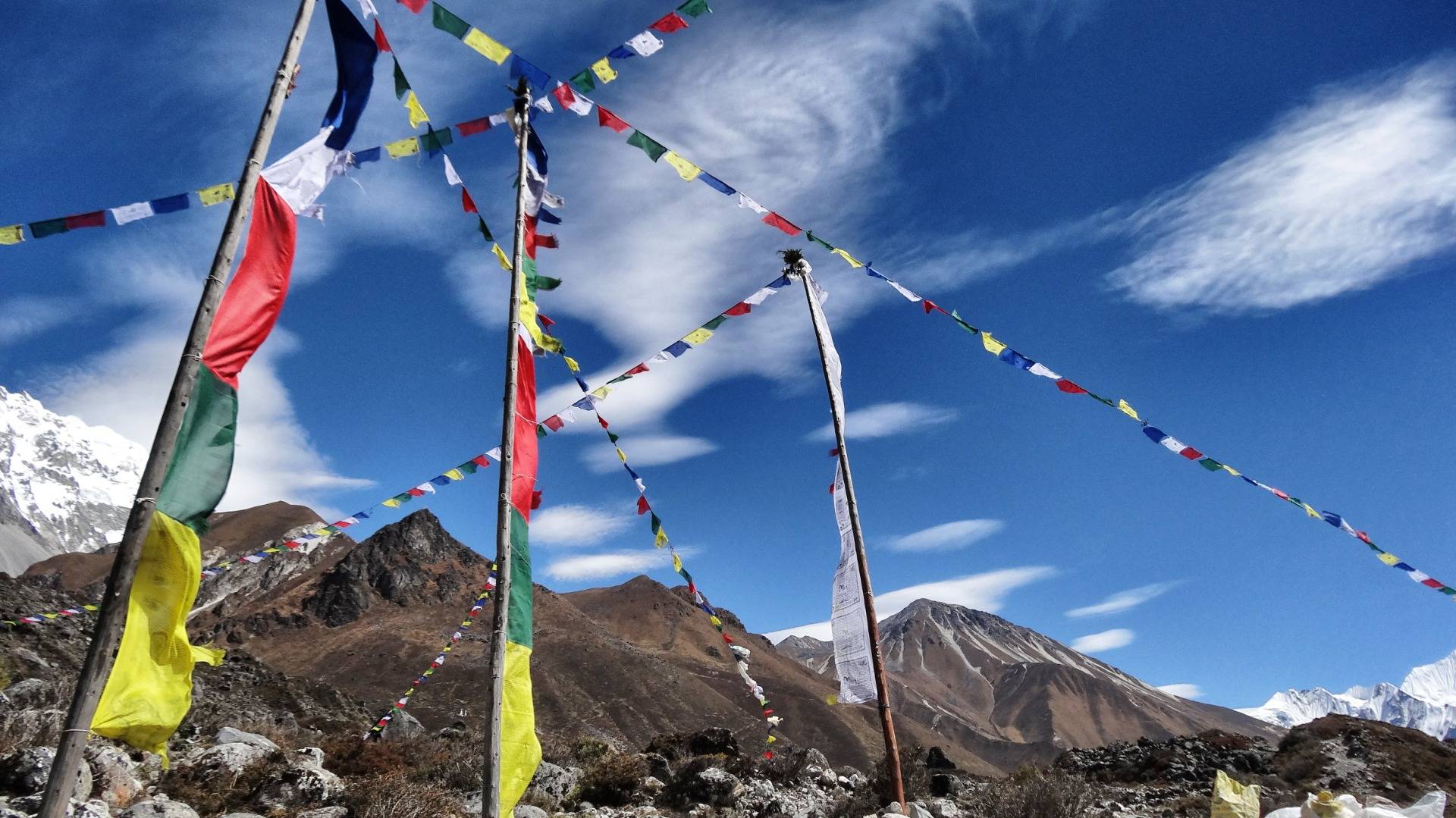 Prayer flags under Himalaya sky.