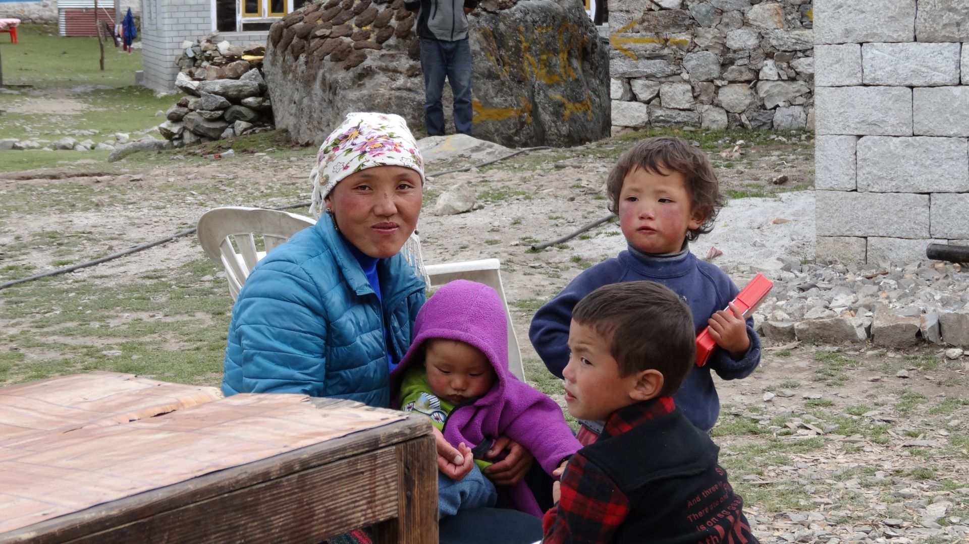 A woman and her kids.