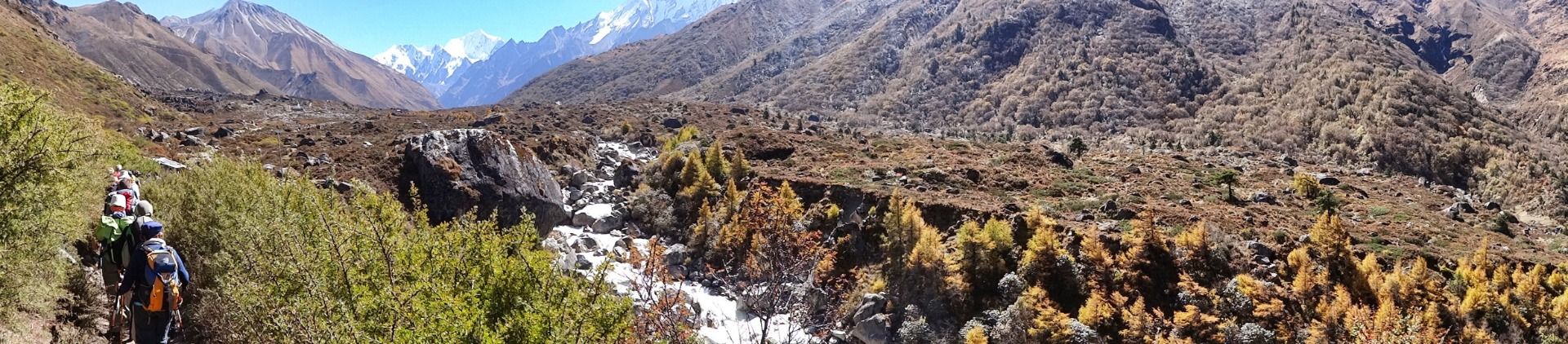 You have to go along the river.